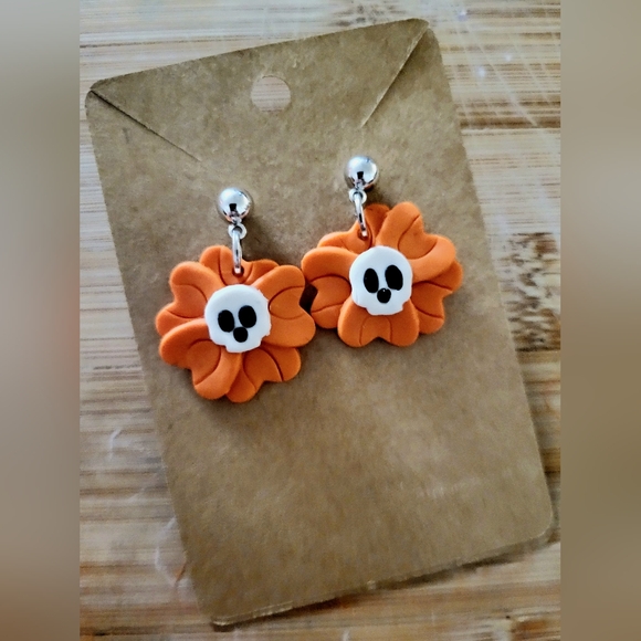 Skull Dia de Los Muertos Earrings - Picture 1 of 1